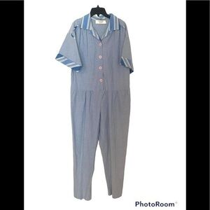 Vintage 80th Denim Chambray Overall Utility Jumpsuit Blue Size S-M-L